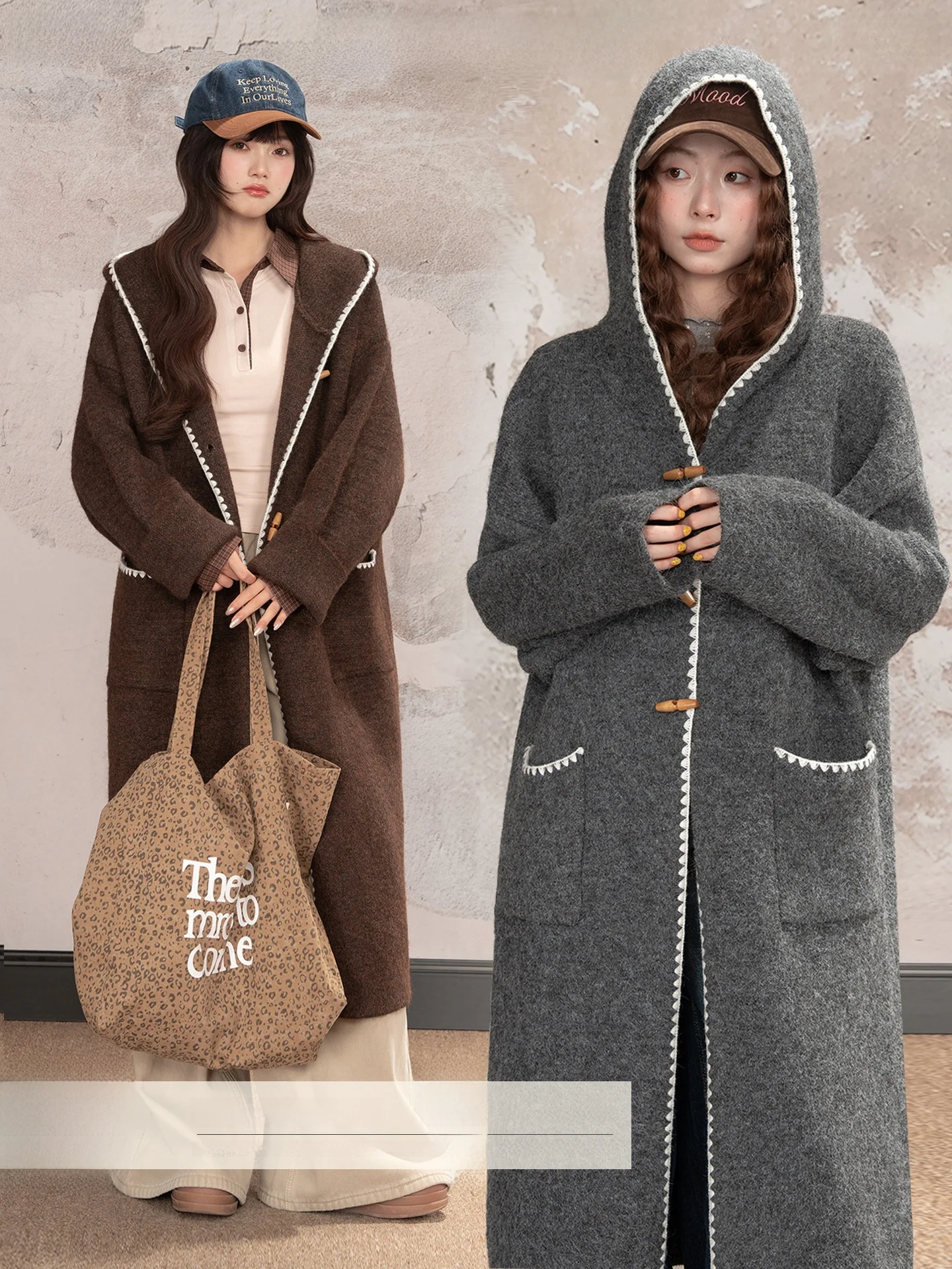 

Loveheynew Премиум-свитер на пуговицах с капюшоном из искусственного меха, женское зимнее винтажное свободное длинное пальто для похудения