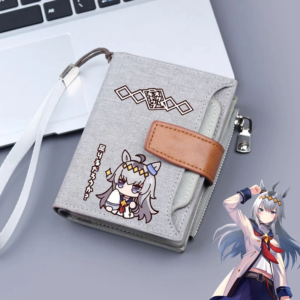 Game Umamusume Pretty Derby Oguri Cap Cosplay Wallet Cartoon Purse Zipper Card Holder Canvas Printing Handbag Accessory Props