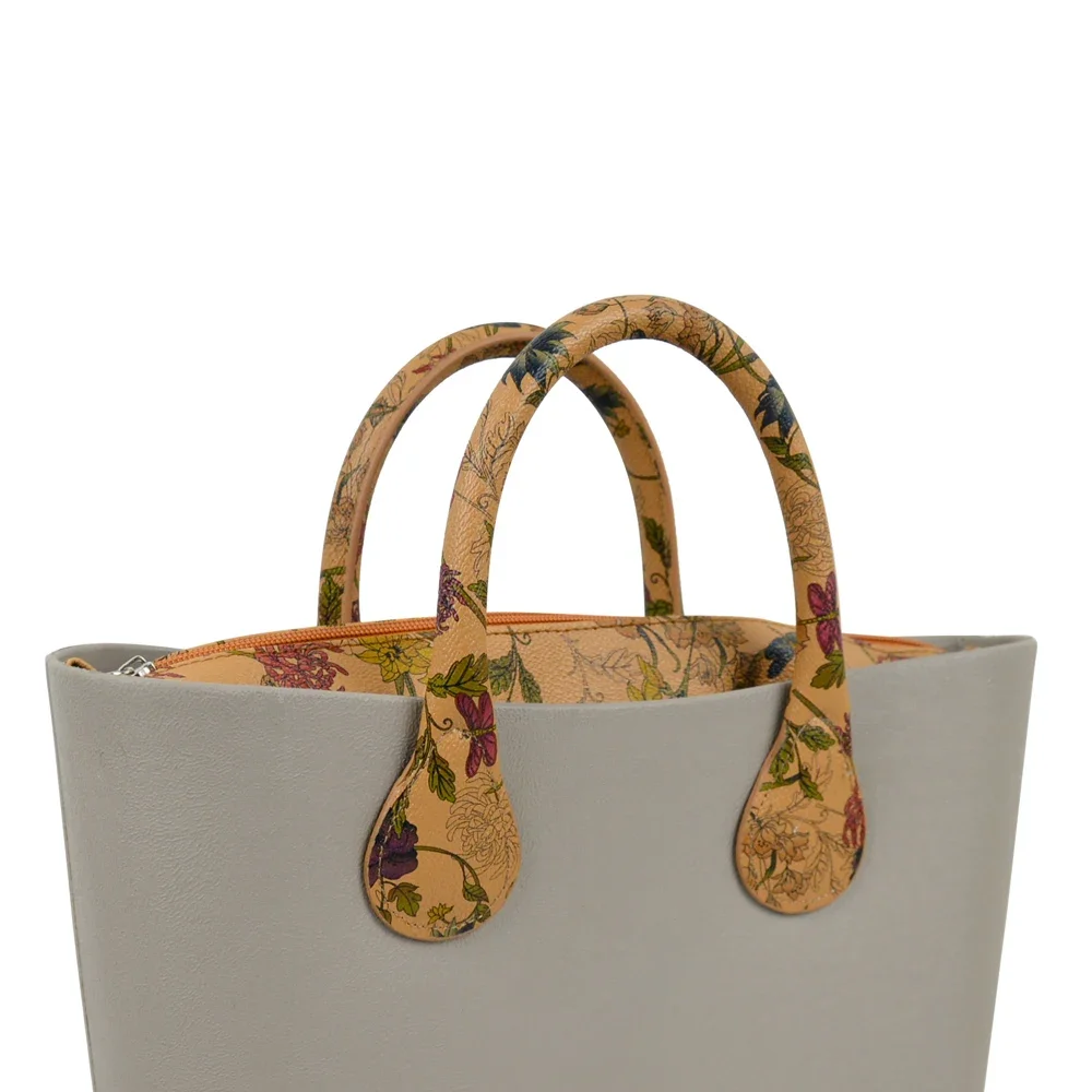 TANQU New 1 Pair Short Long Floral Print Soft Faux PU Leather Handle for Obag Classic Mini O Bag Women Shoulder Handbag
