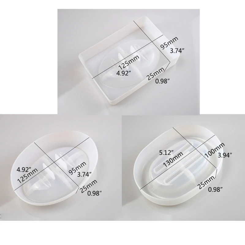 실리콘 비누 접시 금형 타원형 모양 배수 비누 상자 금형 수지 비누 트레이 금형 보석 저장 용기 금형 예술 공예 97QE