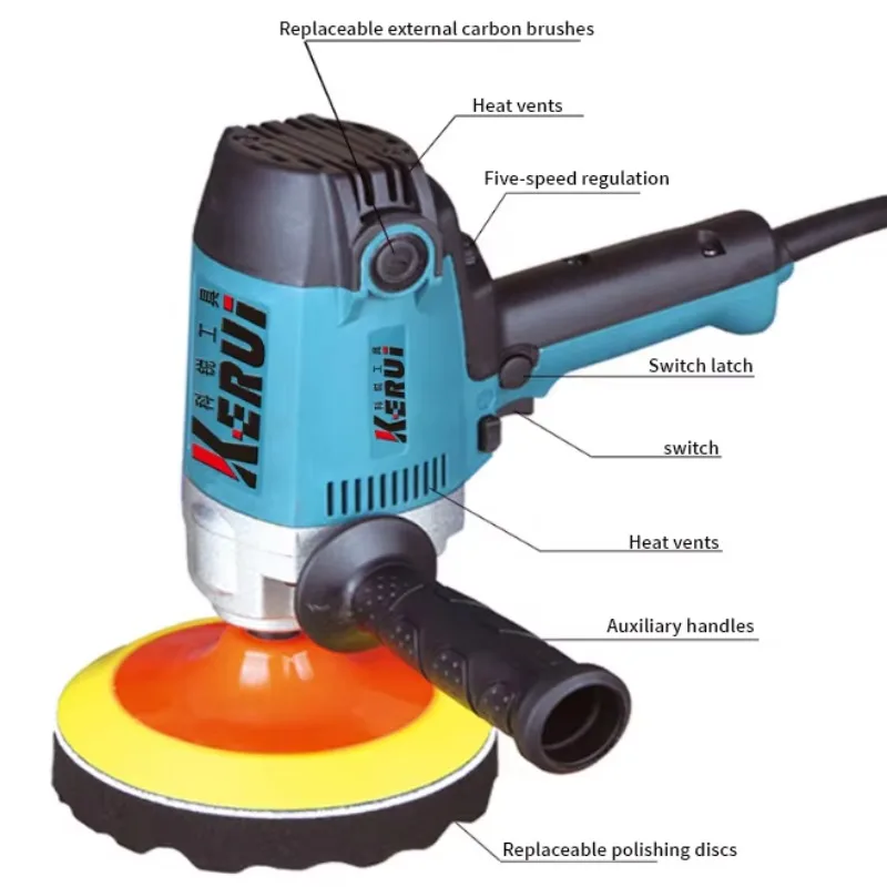 Polidor de carro sem fio direto da fábrica 220V com fonte de alimentação de bateria de lítio de velocidade ajustável para trabalho de pintura de cera