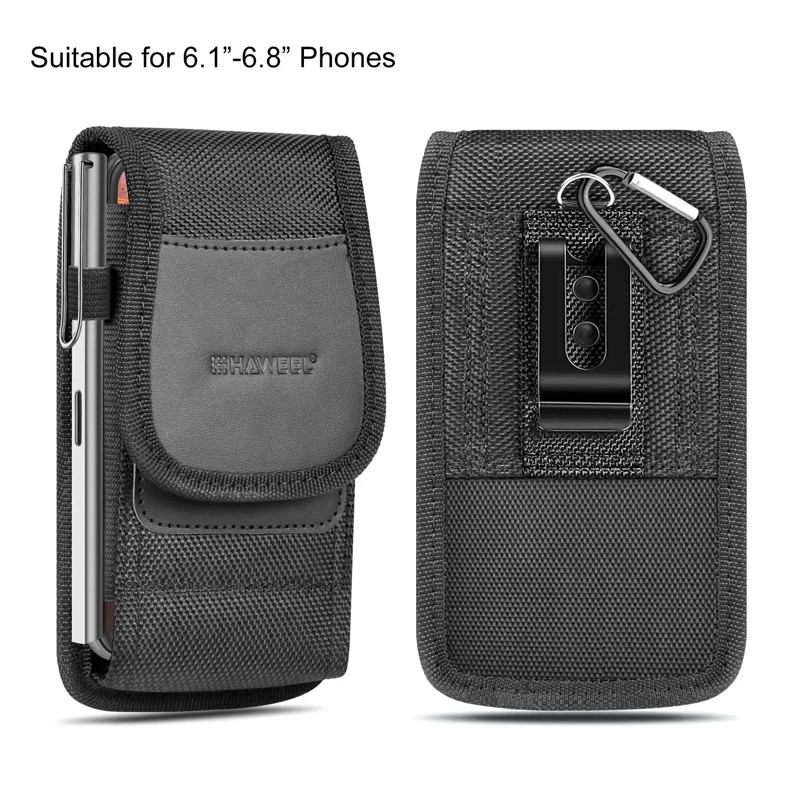 HAWEEL Mobile Phone Waist Bag 4.7-6.8 inch Phone Holster Case Cell Phone Belt Clip Pouch For iPhone 17 16 15 14 13 12 Samsung view 6