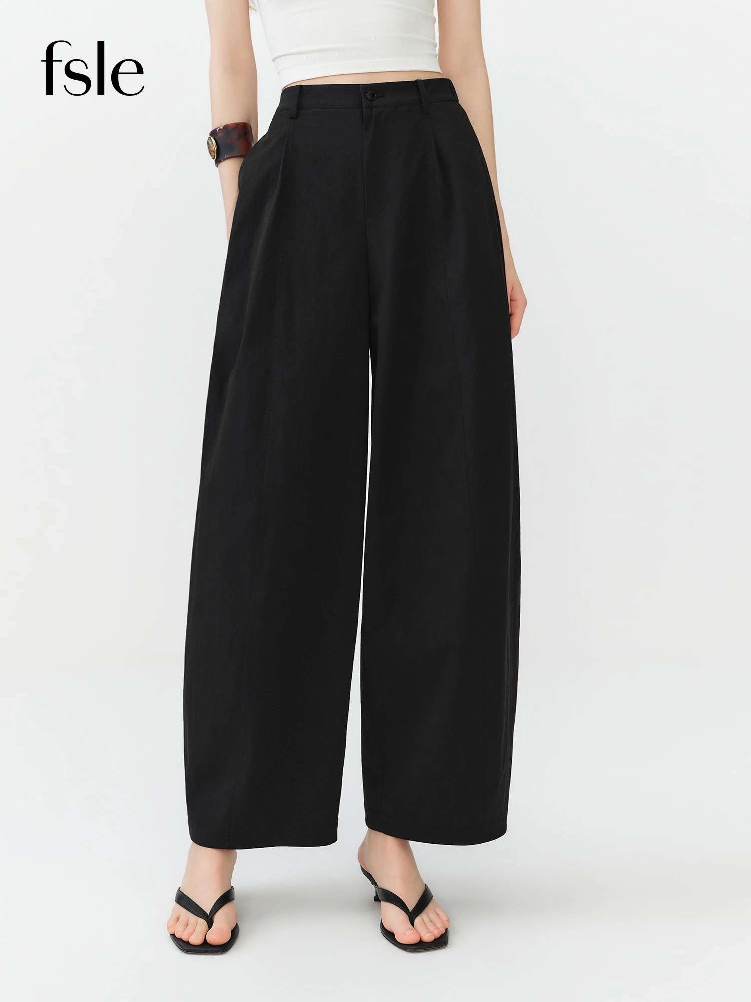 

FSLE 2026 Summer Women's High Rise Loose Balloon Pants Relaxed Fit Tapered Trousers Office Casual & Cozy Quiet Minimal Style