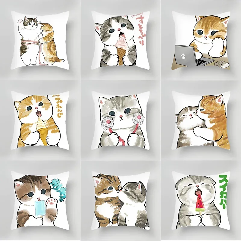 Декоративная наволочка с милым котом, Полиэстер, Хлопок, домашний декор, автомобильная наволочка для дивана