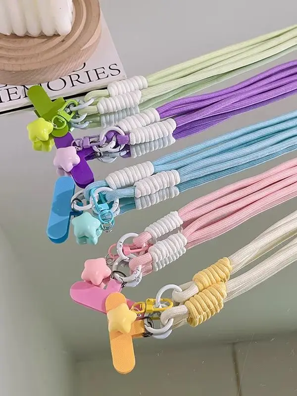 

Long Rope Mobile Phone Hanging Chain - Colorful Cross Chain with Buttons Fashion Keychain Accessory