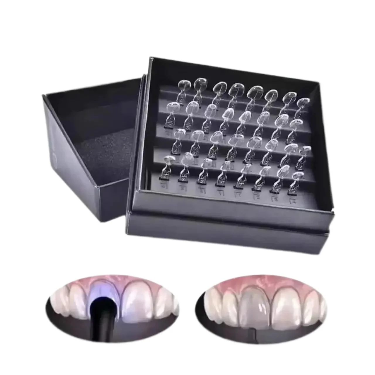 32Pcs/Set Dentistry Composite Resin Veneers Light Cure Filling Anterior Front Teeth Dental Mould Kit for Tooth Whitening Tools