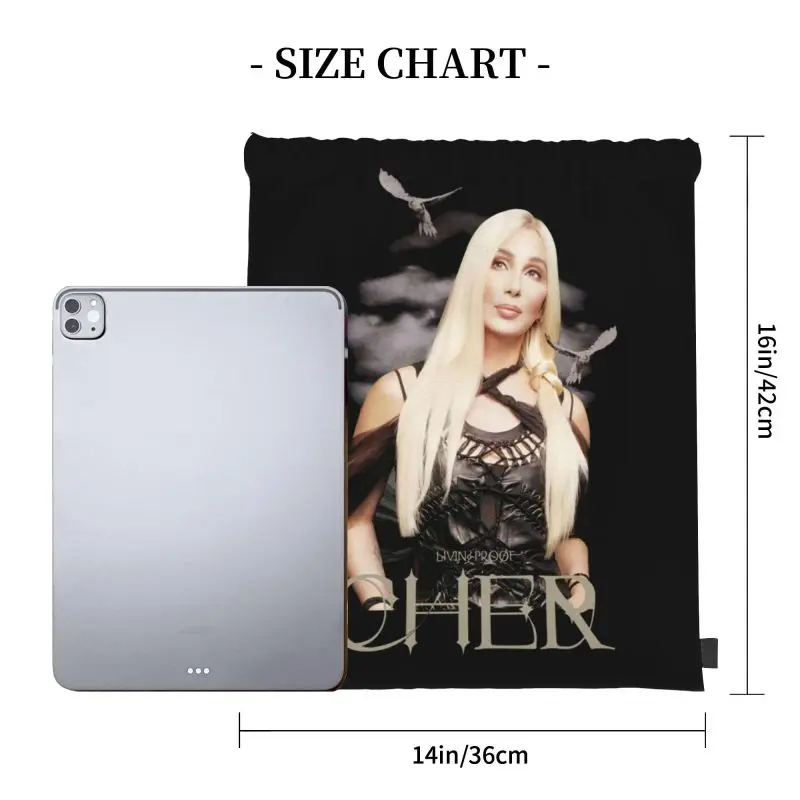 Cher Living Proof Farewell Tour Bird Bath Blonde Hair 2003 Drawstring Bags Gym Bag Portable Sports Style