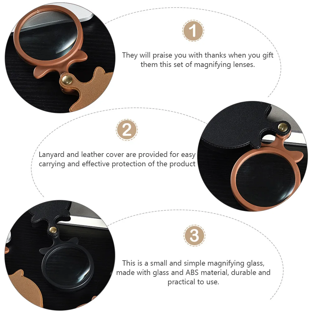 

64Mm Mini Portable Magnifying Glass Reading Magnifier For Students Elderly Small Durable Observation Lens With Lanyard
