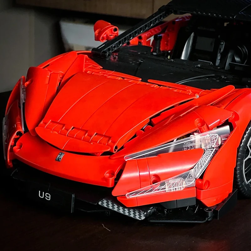 U9 Supersportwagen Technischer Baukasten 1:8 Maßstab Elektrischer Hypercar Konstruktions-Bausteine Modell DIY Montage-Spielzeug für Erwachsene – Detail 11