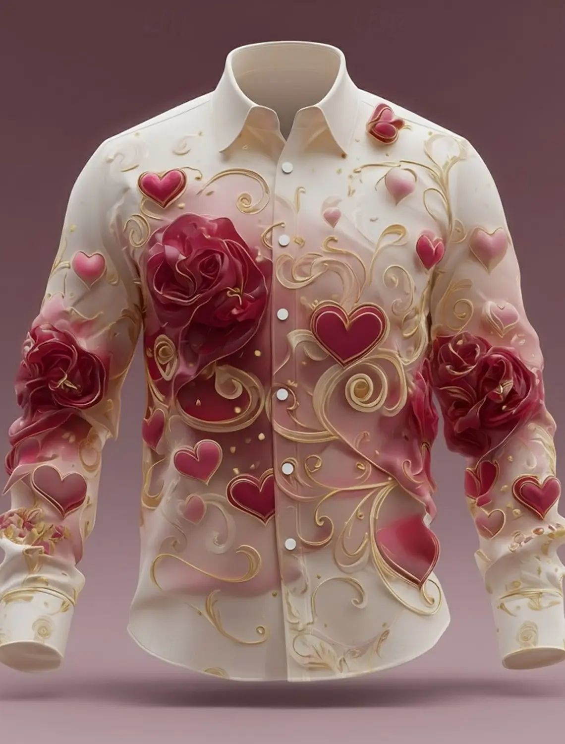 

Valentine's Day Men's Romantic Floral Print Flowers Shirt Button Up Shirt Long Sleeve Fashion Casual Gift Holiday Spring Fall