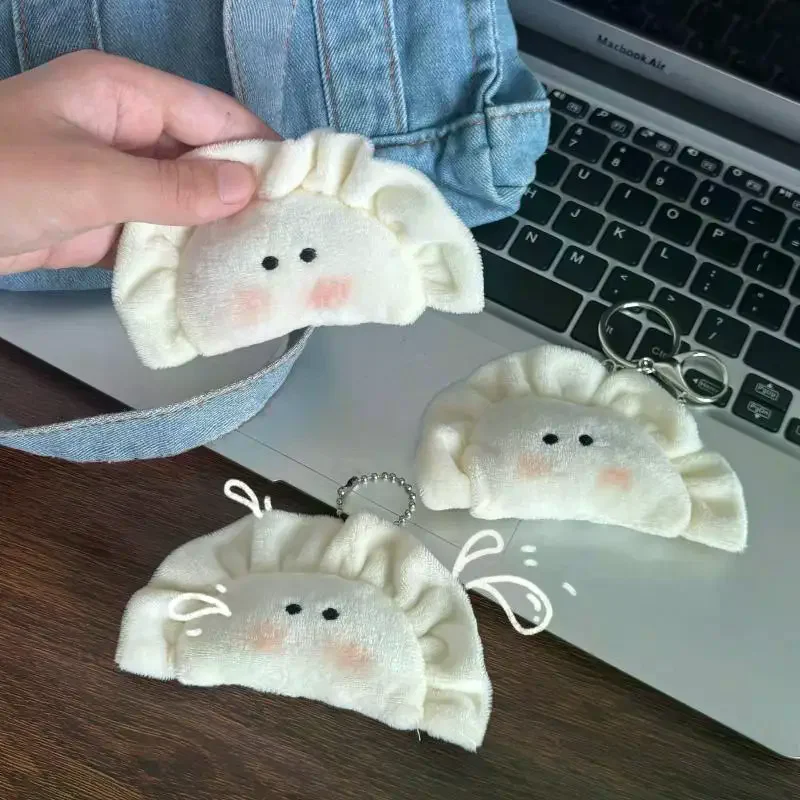 

Cute Plush Dumpling Pendant Keychain Soft Stuffed Keyring Kawaii Food-shaped Bag Hanging Decor Plush Toy for Boys Girls Students
