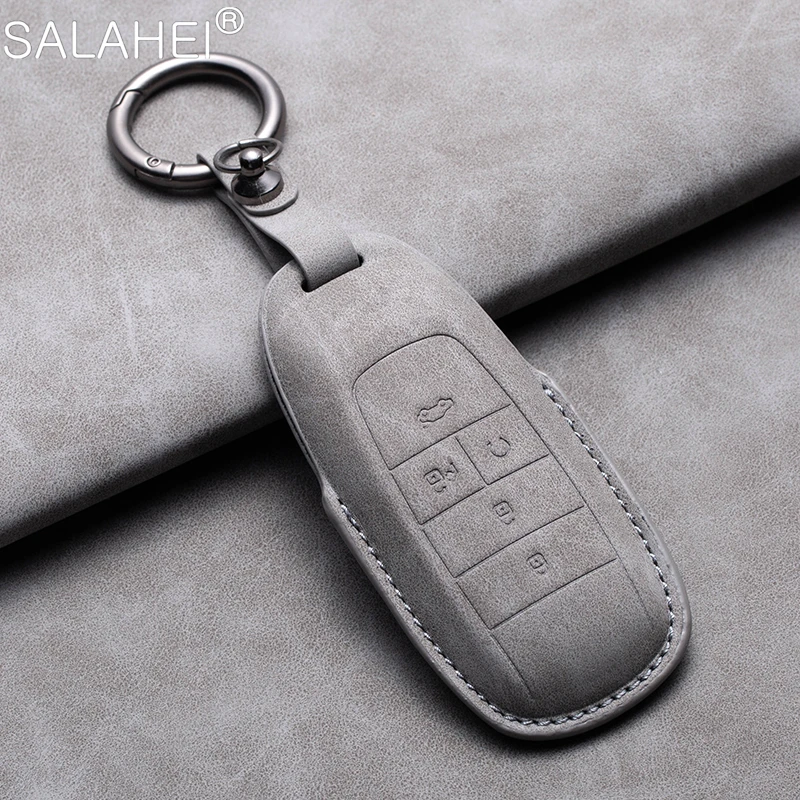 Suede Leather Car Remote Key Case Cover Shell Holder Fob For Gac New Energy Trumpchi Aion S V Y LX Keychain Styling Accessories