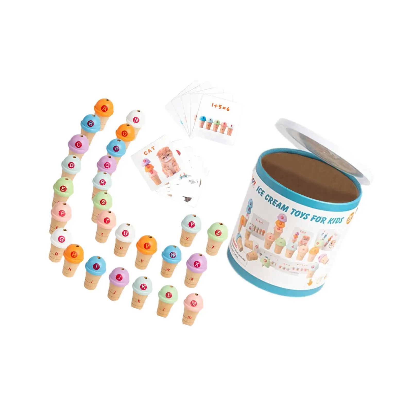 Ice Cream Counting and Color Sorting Education Toys with Storage Bucket Spoons for 3+ Year Old Boys Girls Children Toddlers Kids