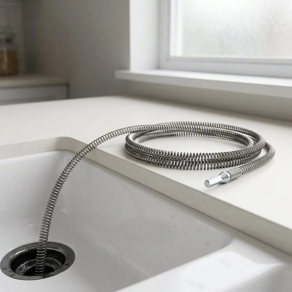 13ft Electric Drill Drain Dredging Spring Pipe Cleaner Manganese Steel Sewer Snake Tool For Kitchen Bathroom Bathtub Shower Clog