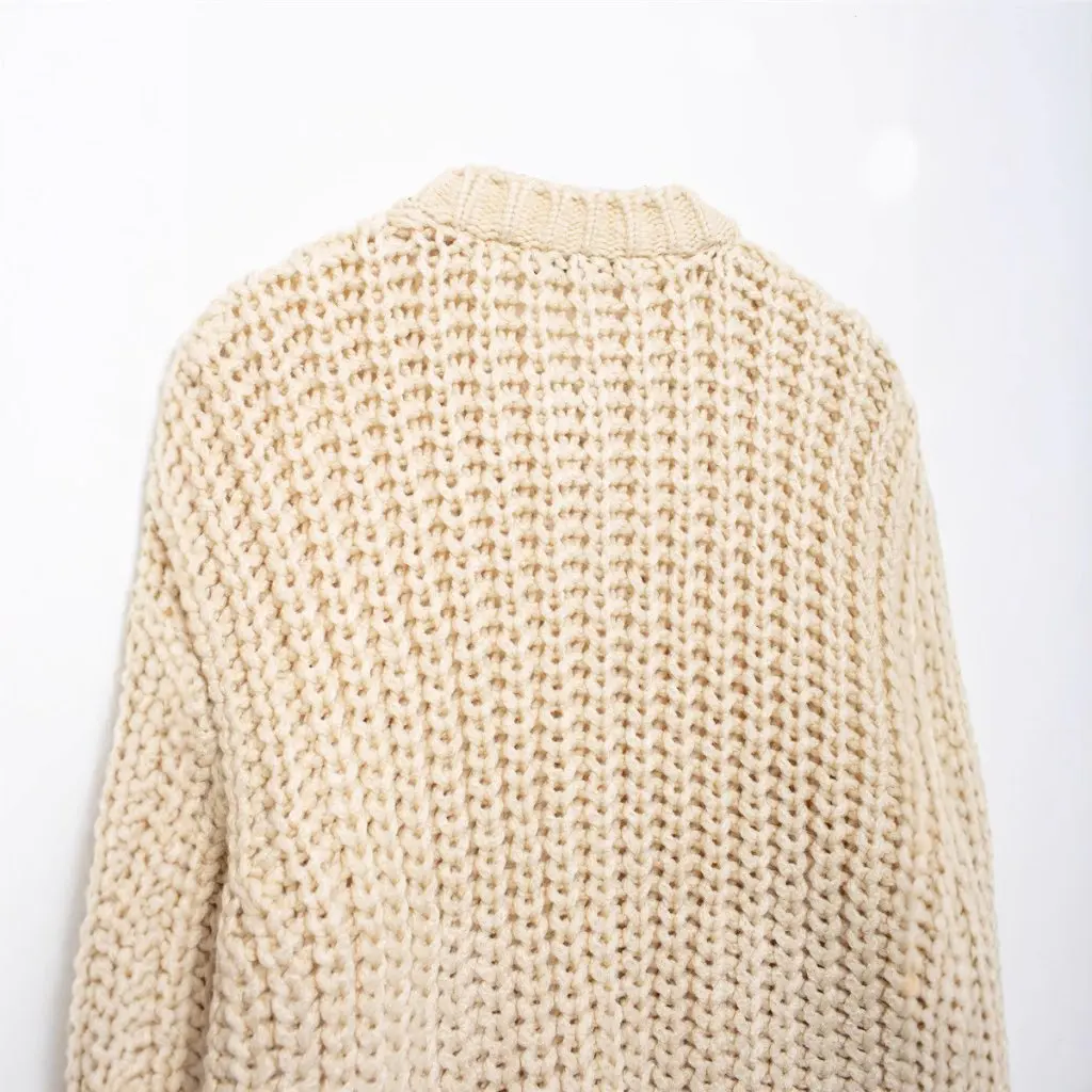 

Women's Elegant Casual Knitted Cardigan European American Style Fashion Thick Needle Coat Sweater with Buttons Spring Autumn New