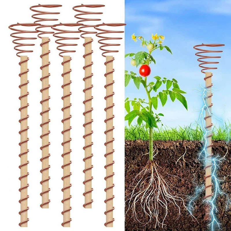 10PCS Electroculture Plant Stakes Long Copper Plant Garden Stakes Electroculture Copper Coil Antennas For Growing Garden Promoti