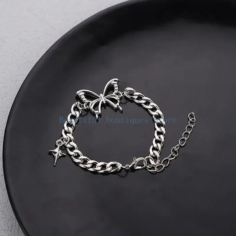 U4LF Minimalist Butterfly Shaped Bracelet Adjustable Size Wrist Chain Handmade Bangle Ornaments for Daily Wear