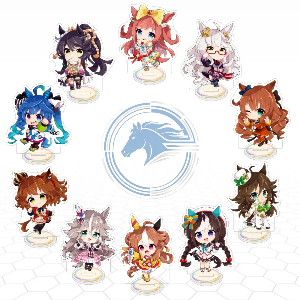 Anime Uma Musume Pretty Derby Chibi 10cm Acrylic keychain Stand Special Week Tokai Teio Character Table Decor Gift
