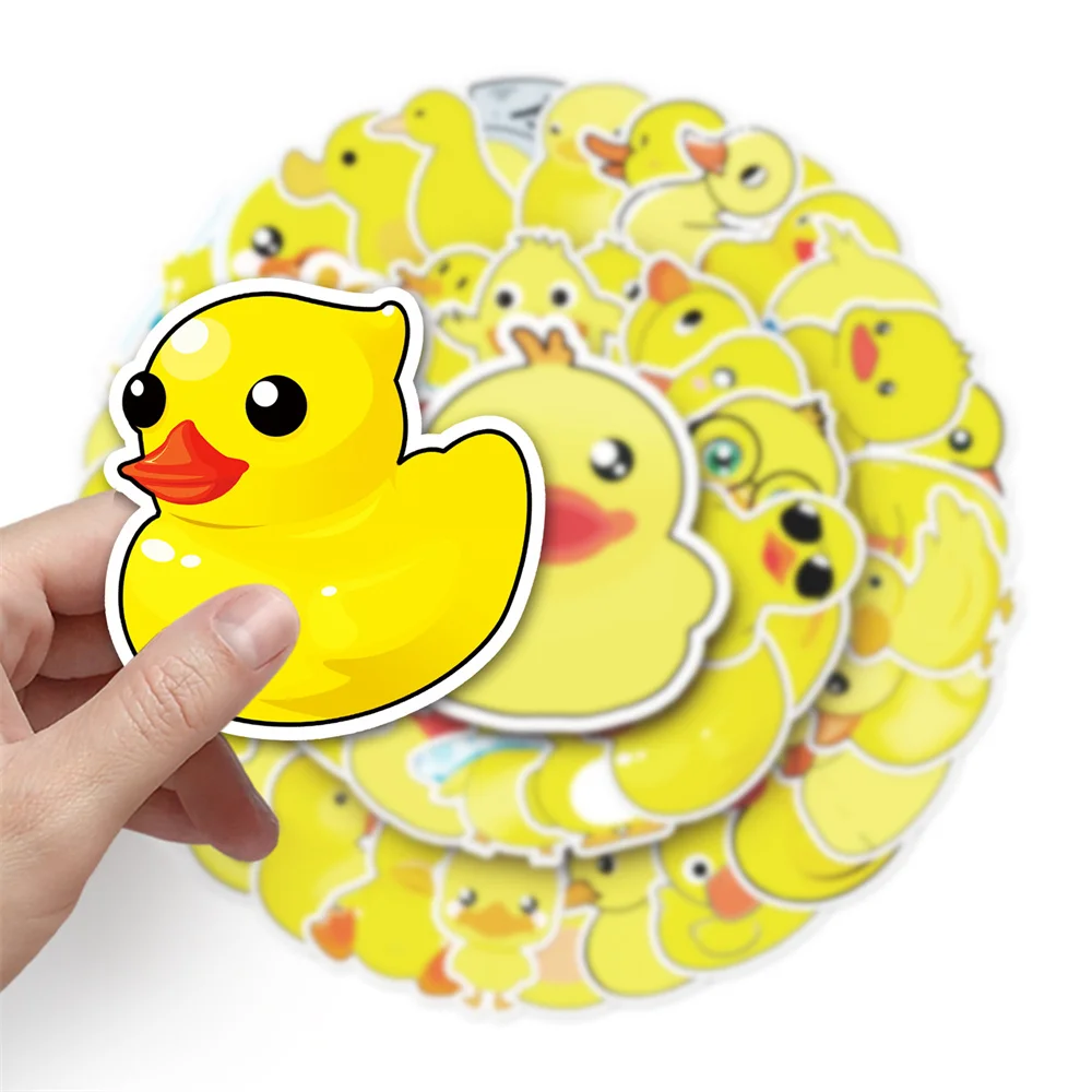 10/30/50PCS Little Yellow Duck Cartoon Personality Creative Graffiti Sticker Desk Guitar Computer Waterproof Sticker  Wholesale