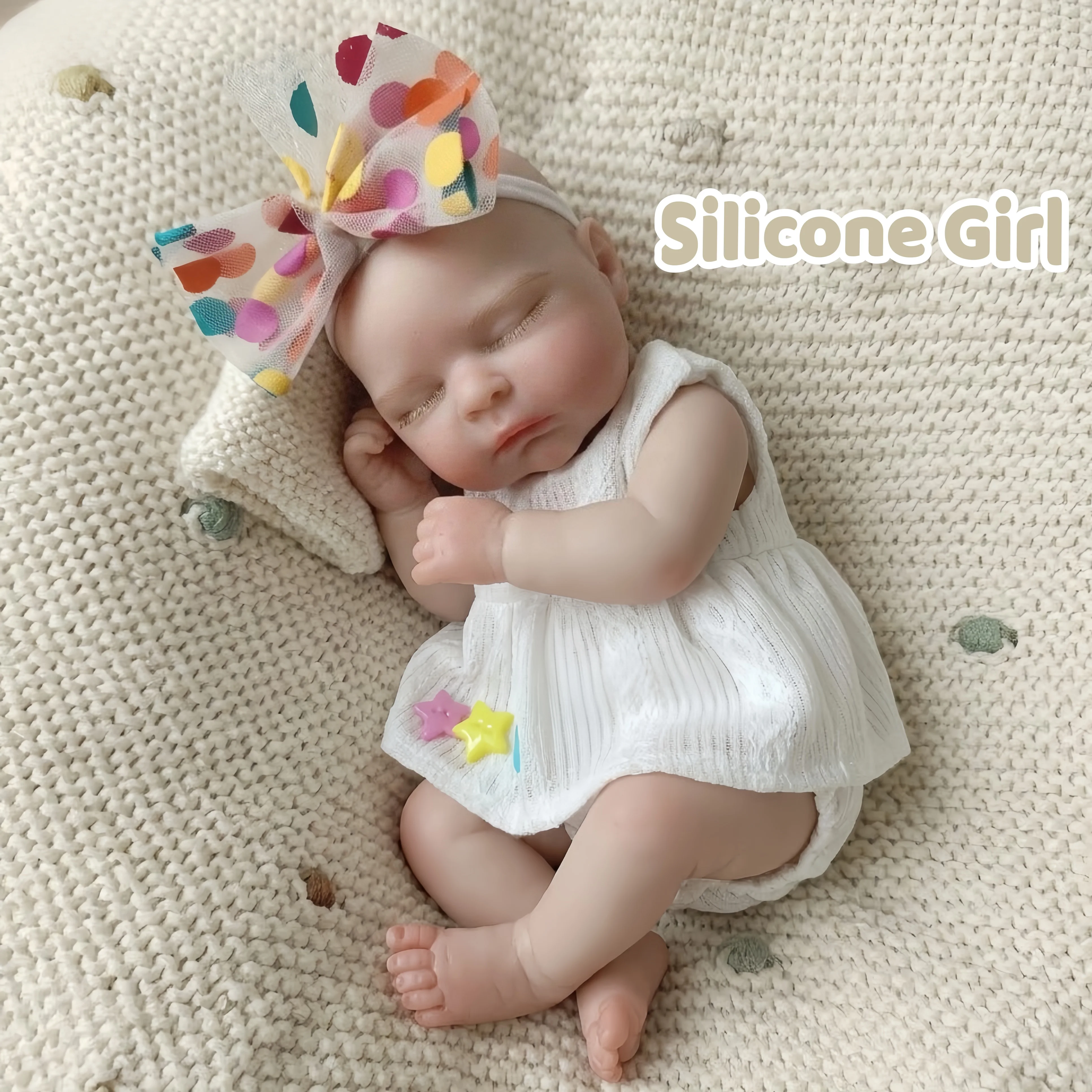 

8 Inch/20 cm Full Body Silicone Bebe Reborn Girl Doll Peaches Waterproof Cute Newborn Bebe Dolls Handmade Lifelike Newborn Doll