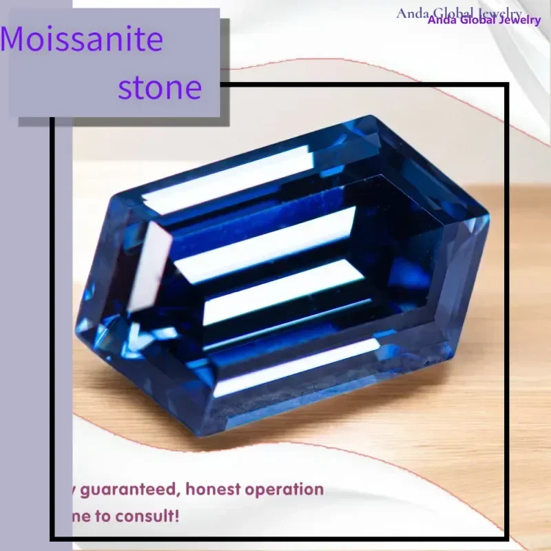

M-с сертификатом GRA, муассанитовый камень, длинная шестиугольная огранка, натуральный королевский синий цвет для DIY, расширенные подвески, ювелирные серьги, макин