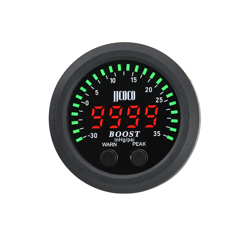 52MM 2'' S-Series Boost Gauge 30psi~ 35PSI Ultra-Thin Round With Red Light LED Display Vacuum Gauge Turbo Boost Meter