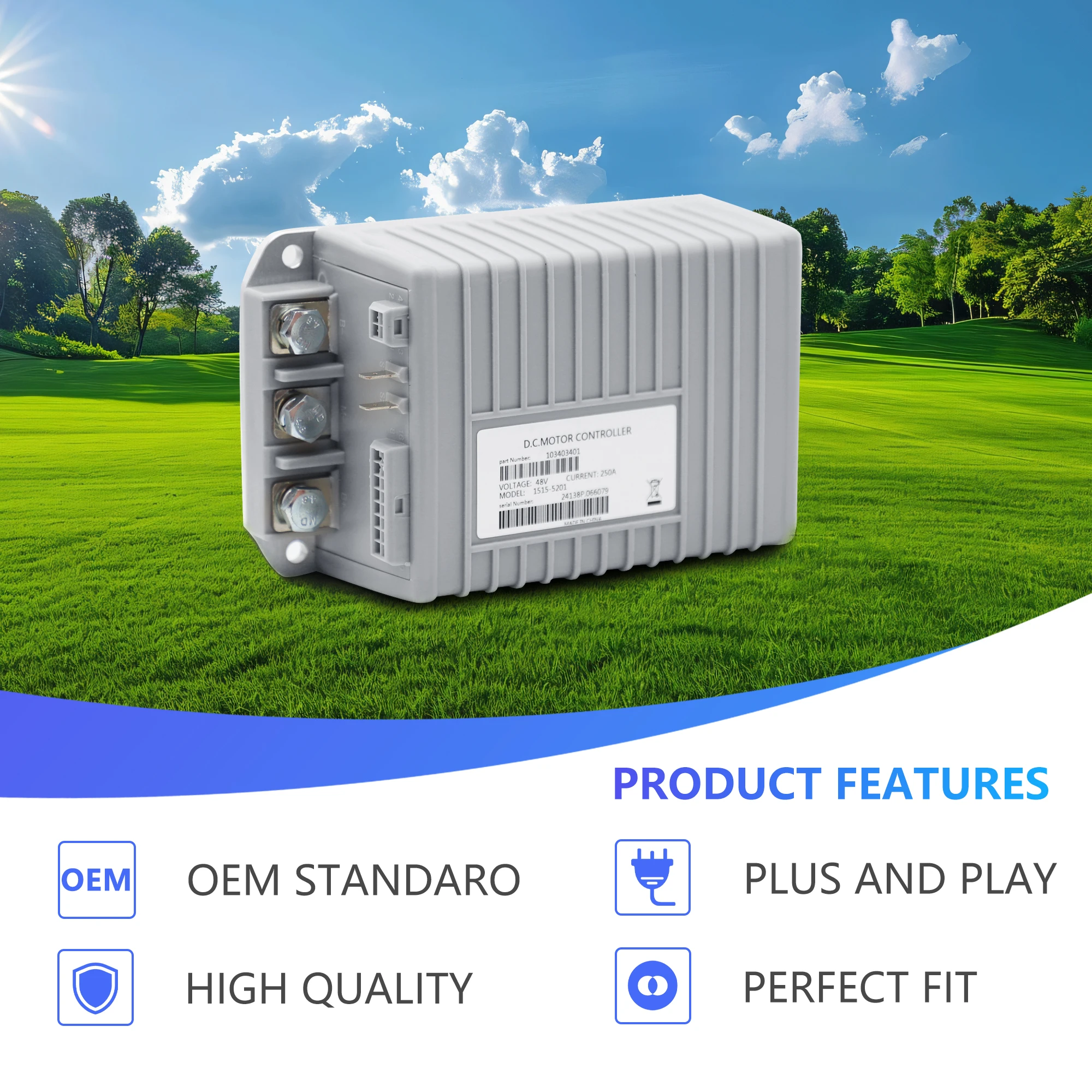48V 250A Speed Controller, 1515-5201 Golf Cart Motor Controller for Curtis 2009-2014 Club Car Precedent, 5k-0(MCOR) EXCEL System