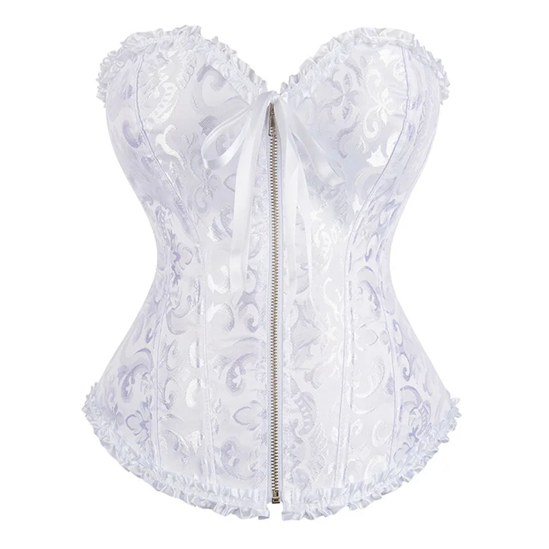 

White Corset Top for Women Corsets Bustier Stain Underbust Corset Waist Belt Shapewear Female