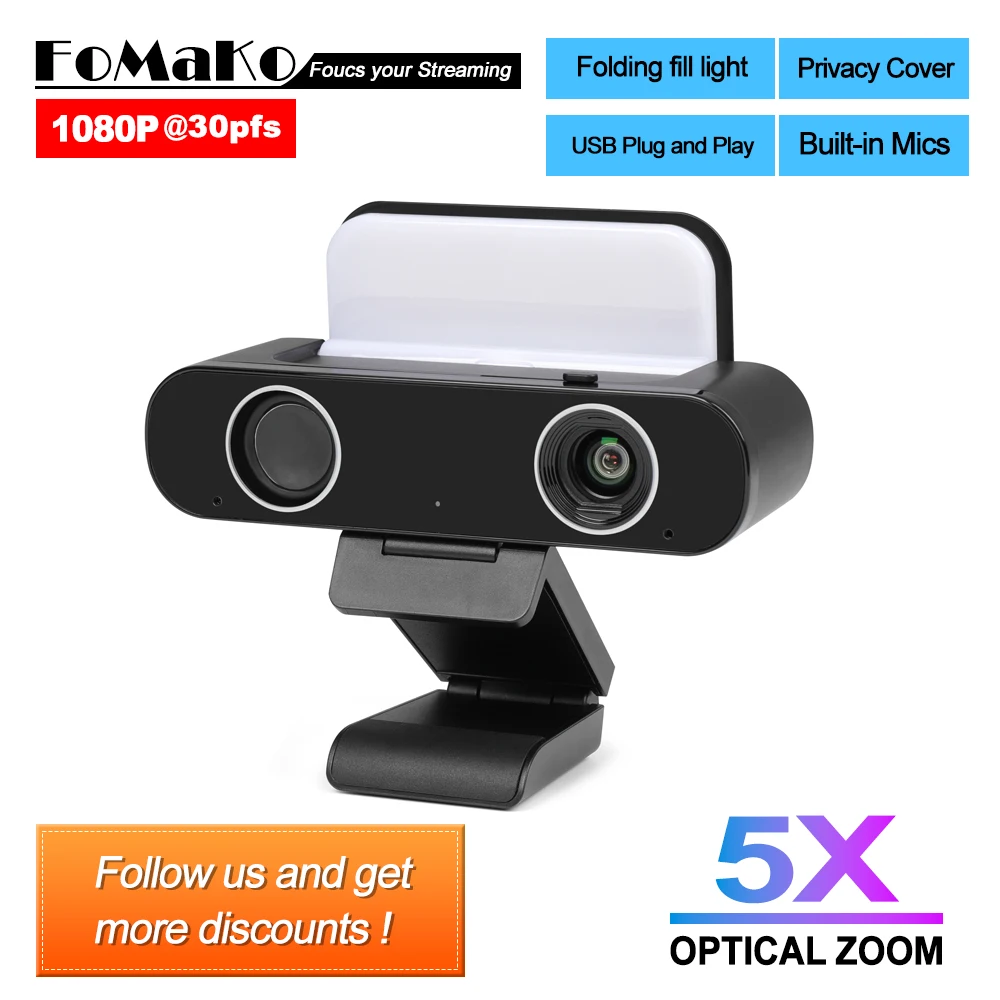 

FMK300 All-in-One Mini Video Bar Webcam huddle room Autofocus ePTZ 5X Zoom conference webcam USB plug-and-play 3 in 1 webcam