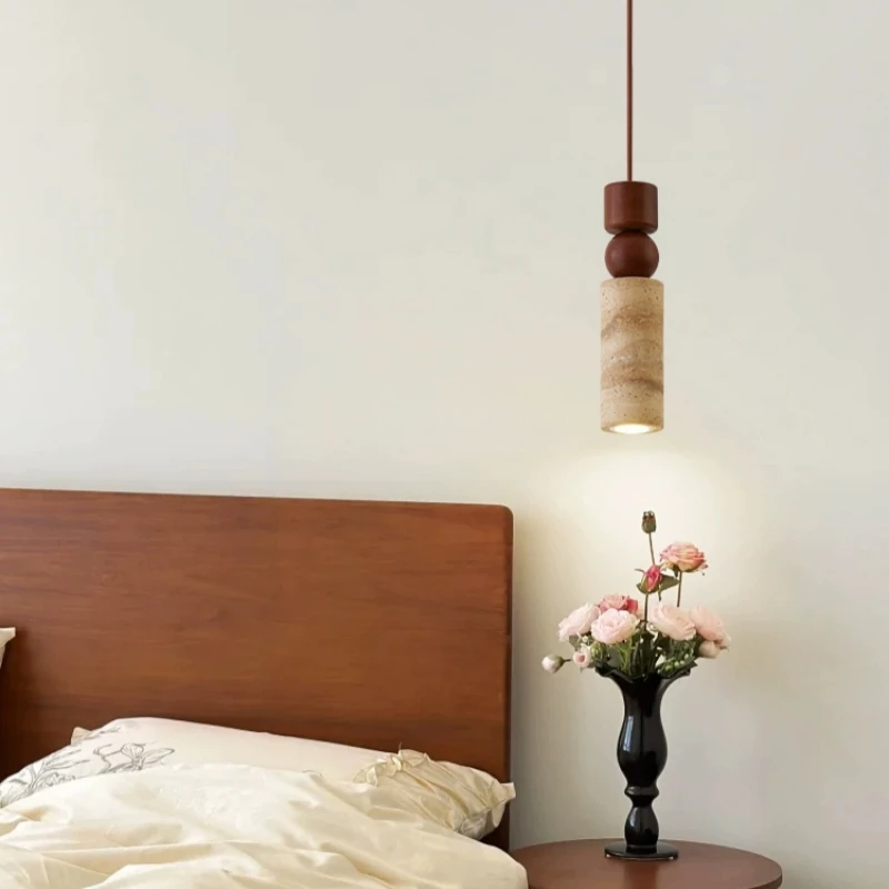 Wabi-sabi Style Natural Stone Pendant Lights Modern Bedside LED Hanging Lamps Kitchen Island Counter Staircase Decor Chandeliers