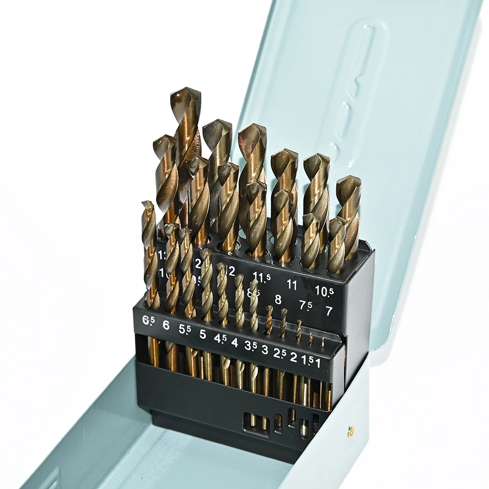 メートル規格25個入りコバルトドリルビットセット、10mm-130mm-hssコバルトジョバードリルビット（硬質金属、ステンレス鋼、鋳鉄用）