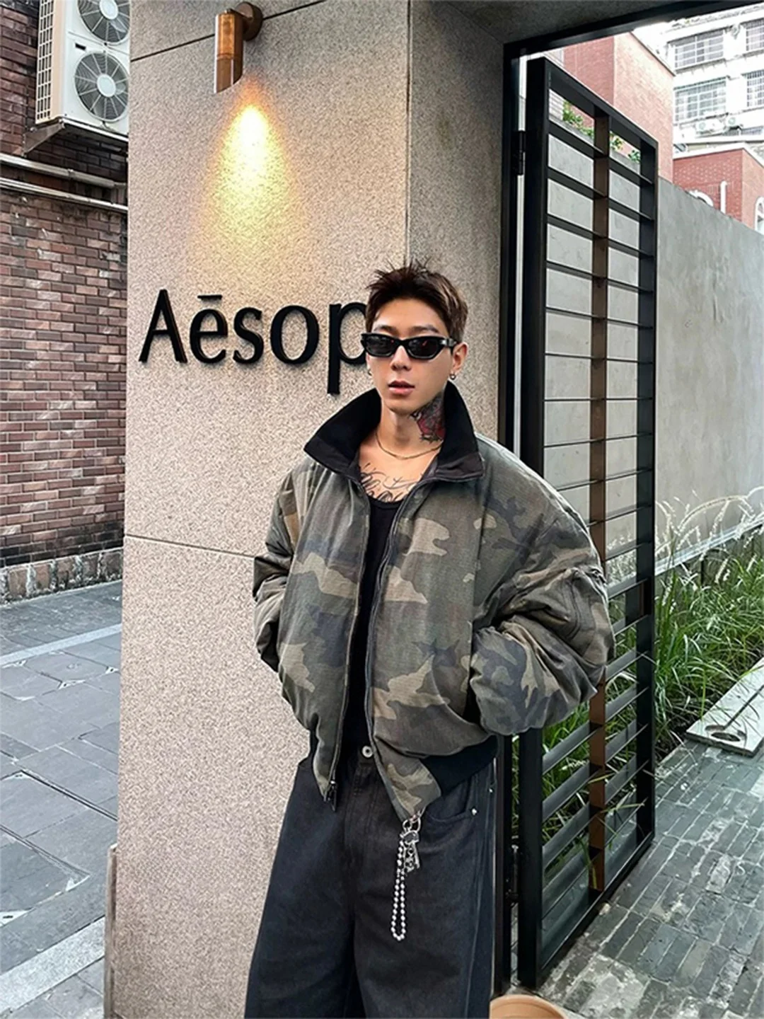 

Camouflage Double-Sided Wear Flight Jaet Cotton Suit Men Autumn Winter American Bomber ort Thiened Stand Collar Cotton ...