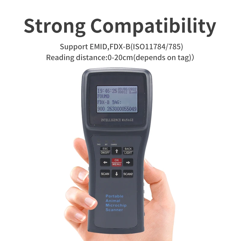 Animal chip Scanner ISO11784 ISO11785 Animal Reader EMID FDX-B 134.2khz 125khz Reader Bluetooth USB Animal chip Scanner