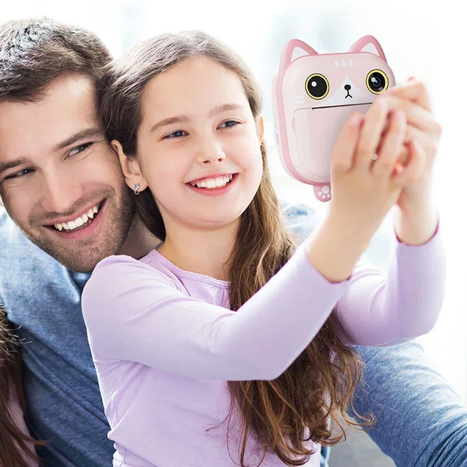 HDビデオカメラおもちゃ インスタント漫画プリントカメラ 48メガピクセル デュアルフロント＆リアカメラ 1080P 32GB クリスマスプレゼント K向け