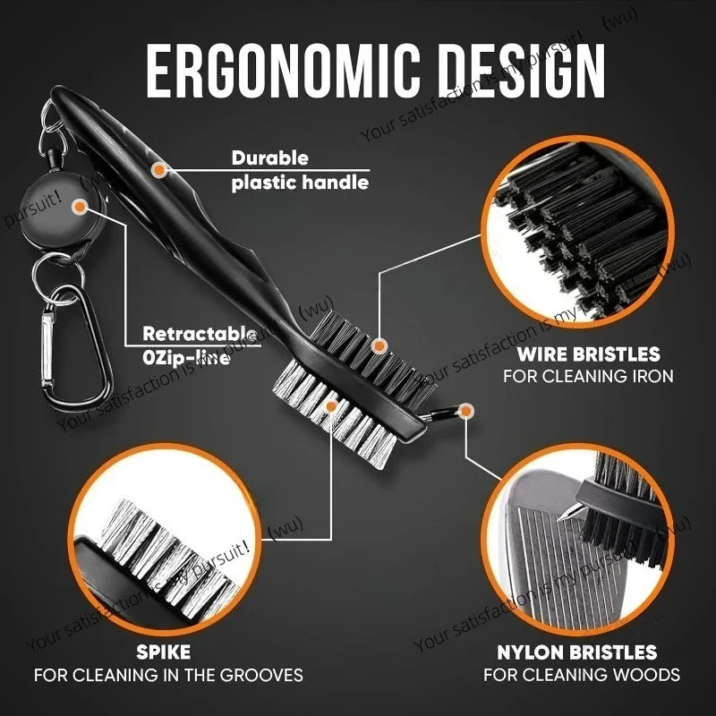 Double-sided golf club cleaning brush, putter wedge ball cleaner, hard bristle durable portable ergonomics