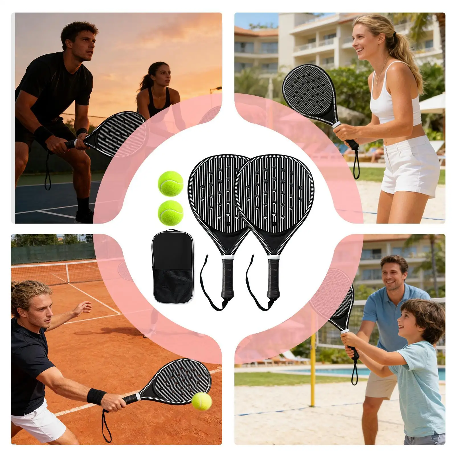 Pickleball Racket Carbon Fiber Lightweight Non-Slip Portable Paddle Outdoor Pickleball For Women Kids Adults Sports Games