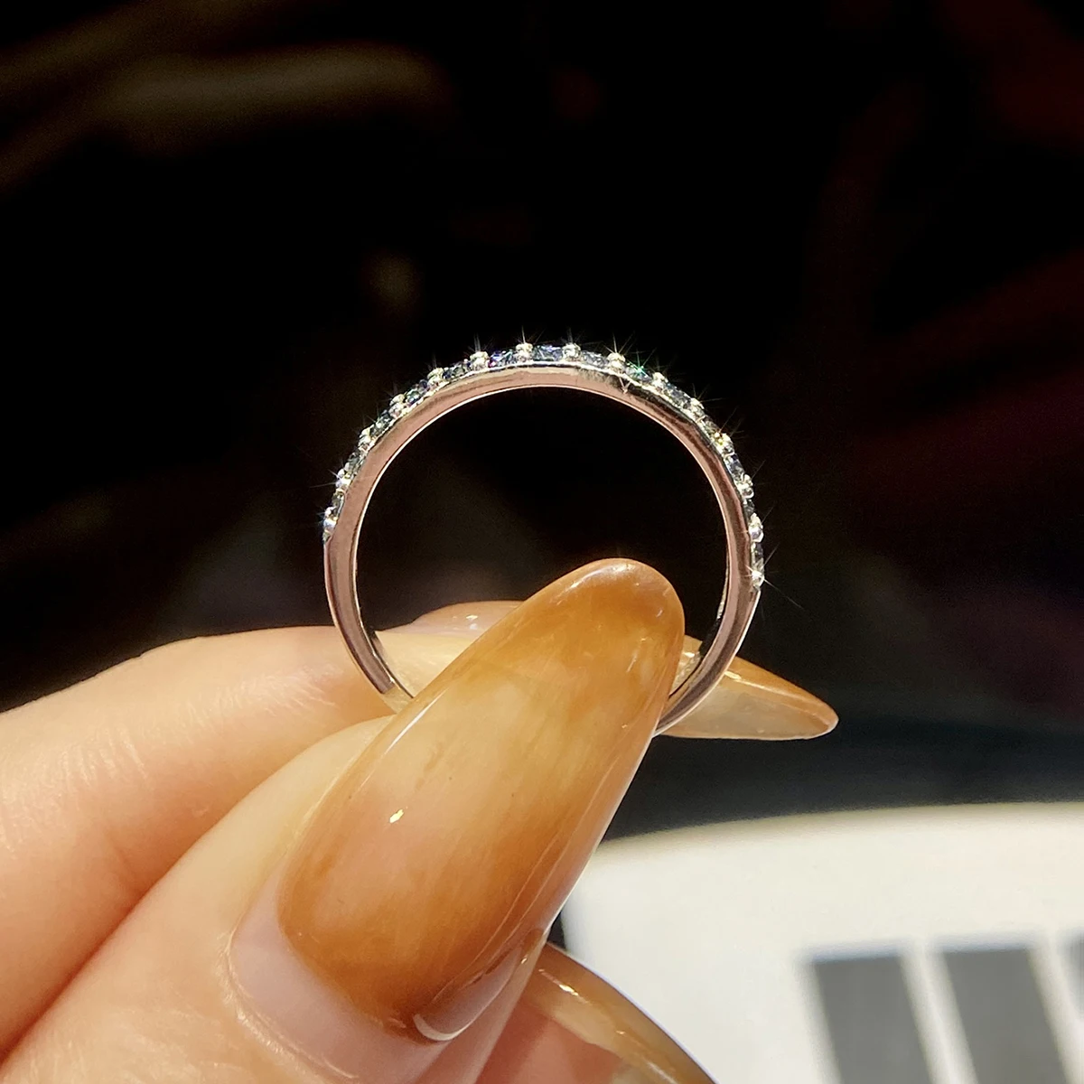 S925 فضة أنيقة مويسانيتي حقيقي الماس مطعمة تاج خواتم للنساء المشاركة الزفاف موضة غرامة مجوهرات