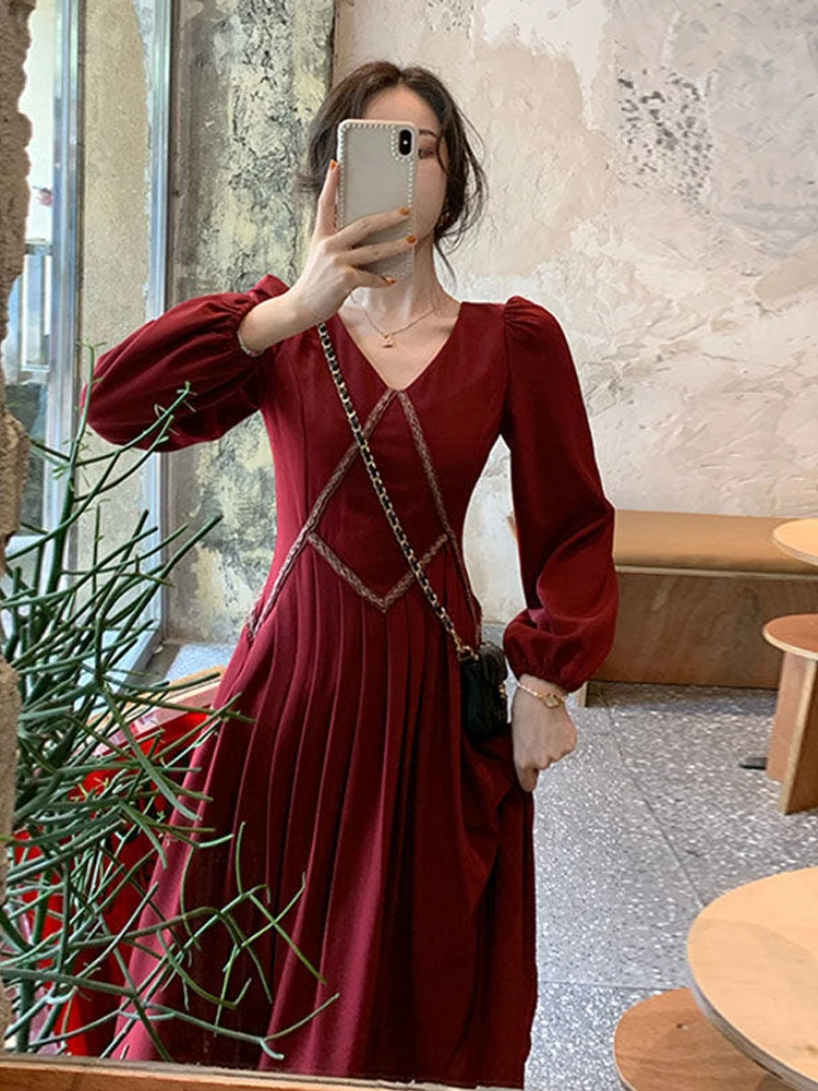 red-ele-women's-dr-slimming-waist-gentle-sle-long-evening-gown-by-fengluanfang-pure-color-winter-2020-faion