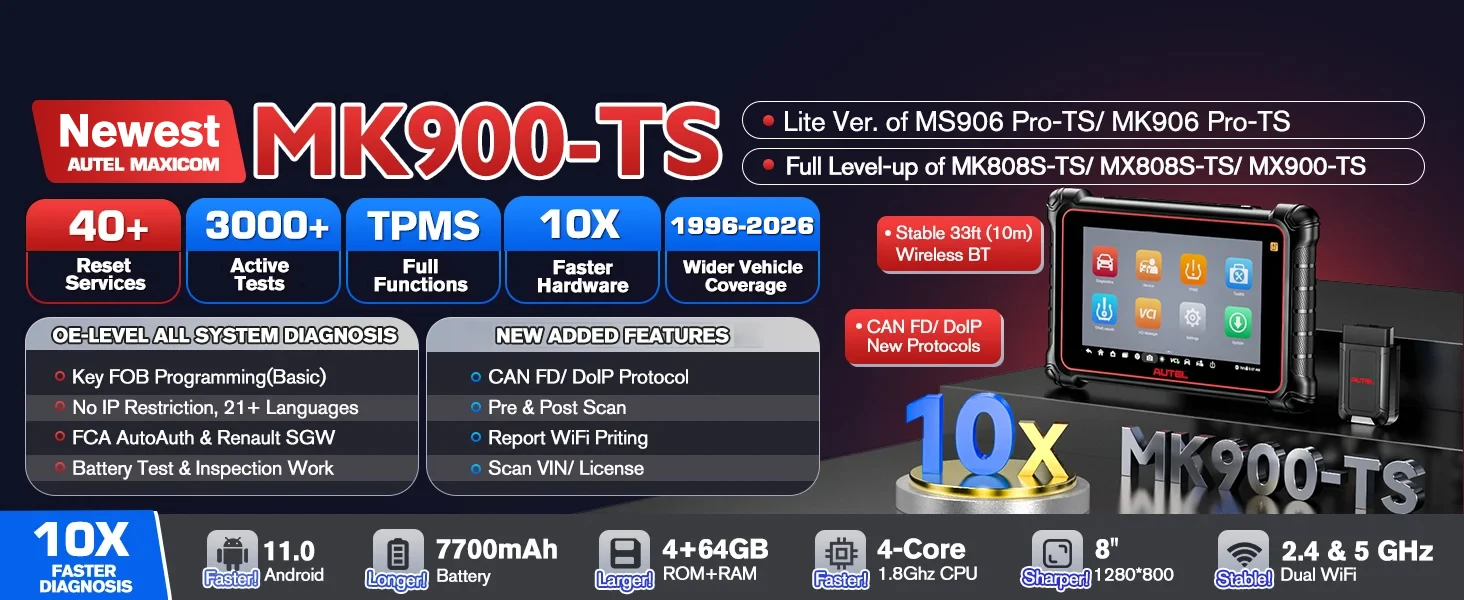 Autel MaxiCOM MK900-TS MK900TS Diagnosescanner Vollständiges TPMS Wireless Auto Scan Tool DoIP CAN FD Upgrade von MK808S TS MX900TS – Detail 1