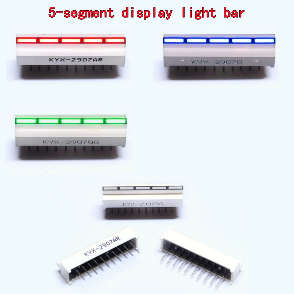 10PCS 30*7*8.5mm Ultra Bright LED Display Blue/Green/Red 5 Segment Bar Graph Chart for Mobile Charging Bar-Graph Module DIY