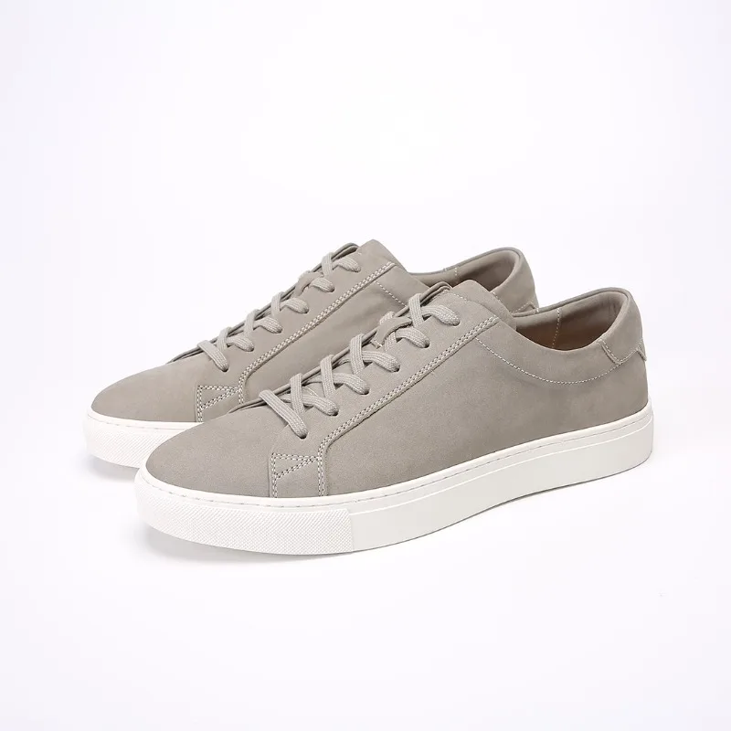 White Background Washed Cowhide Spring New Product Old Money Style High-end Board Shoes Men's Leather Lace-up
