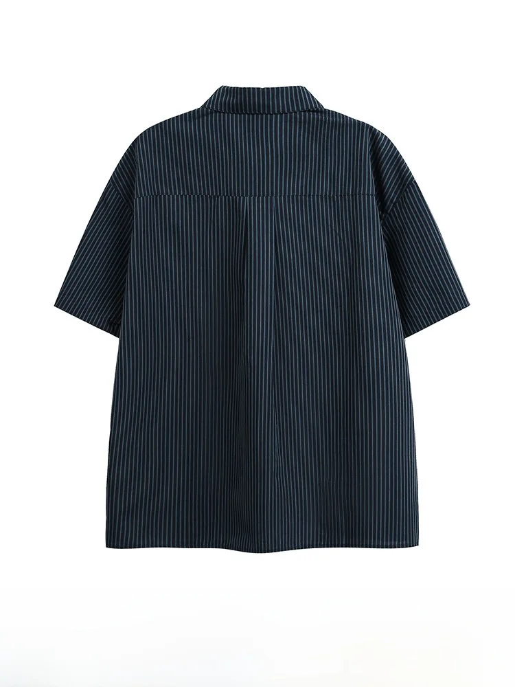 GPstudio Japanese Hong Kong Style Slim Fit Short Sleeve Striped Shirt Men's Summer Casual Handsome Commuting Shirt Cotton Pol...