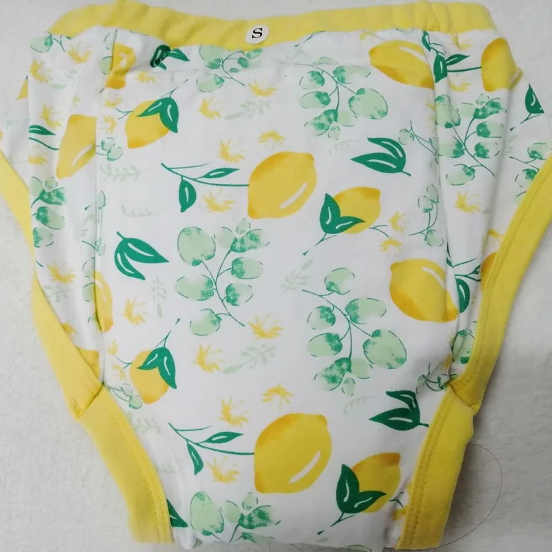 ABDL Adult Lemon Pattern Trainning Pants/Adult Baby Brief With Padding Inside/Adult Trainning Pants/Washable Cloth Diaper