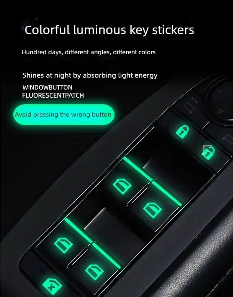 Car Interior Function Button Switch Button Colorful Super Luminous Sticker Car Prompt Auto Accessories Interior Car Sticker