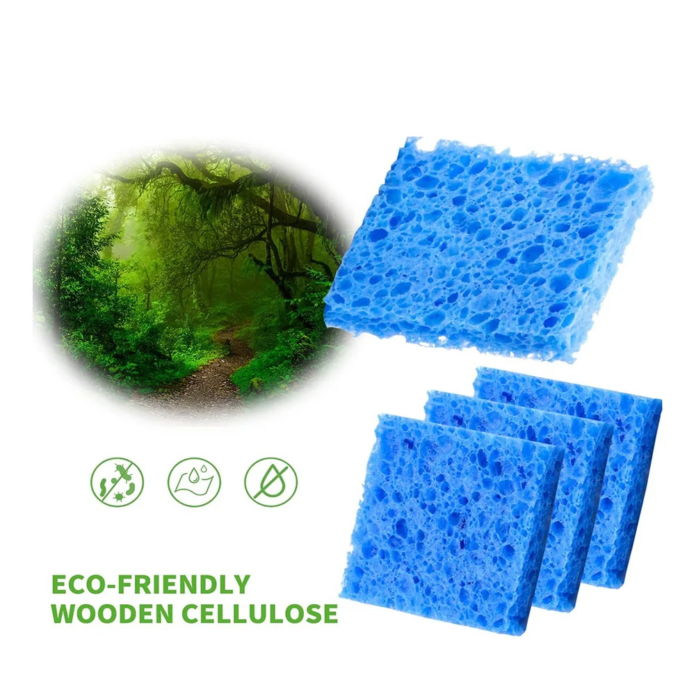 Esponja de limpieza de punta de soldador de repuesto, 2,36x2,36 pulgadas, 50 piezas, azul