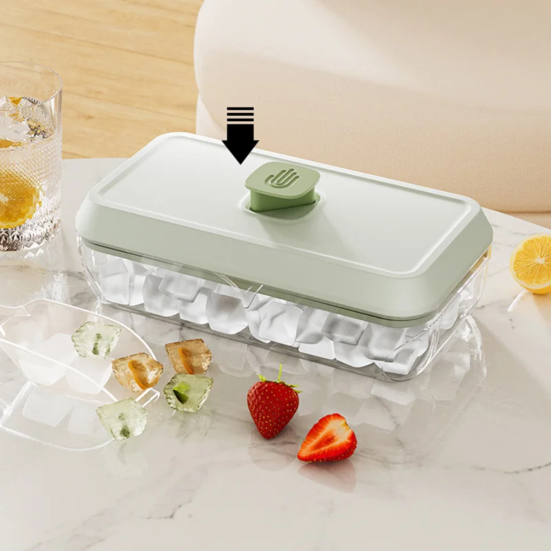 32 Grid Silicone Ice Cube Tray Mould With Lid Shovel Storage Box Remove With One Click Ice Maker DIY Whiskey Cocktail Tools