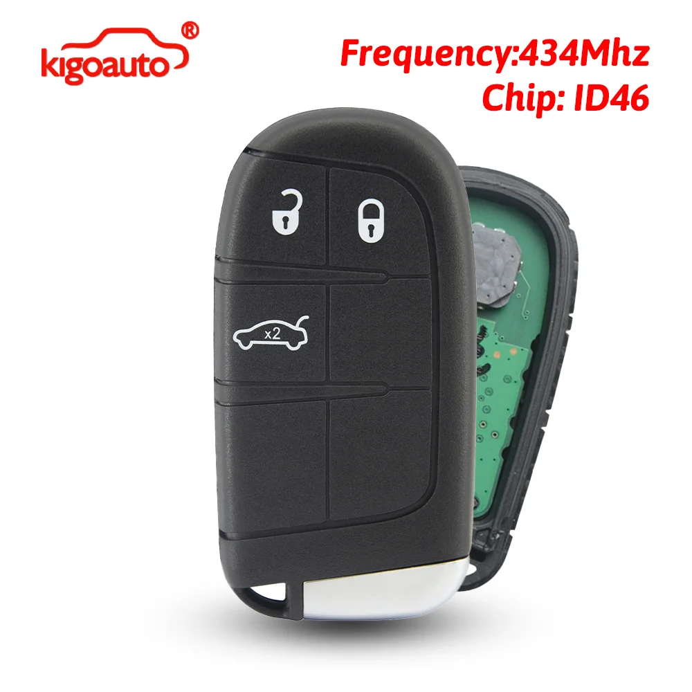 

kigoauto M3N-40821302 Smart Key 3 button Trunk 434Mhz 46 chip for 2011-2018 Chrysler 300 Dodge Challenger Charger Dart