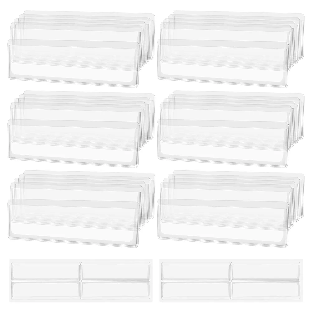

32 pcs Transparent Self Adhesive PVC Label Bags High Transparency Waterproof Dustproof Reusable Ideal for Storage Organizer