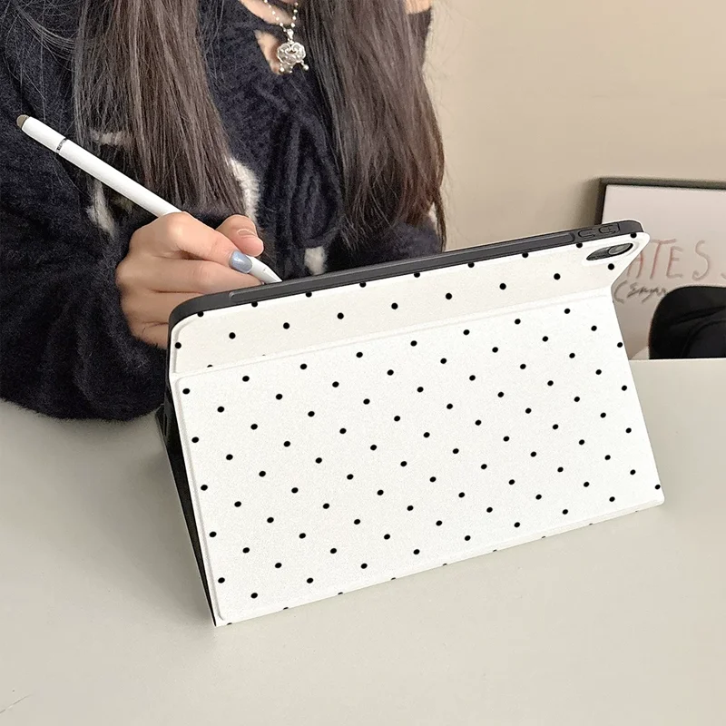 Black White Polka Dots Tablet Case For iPad Pro 13 11 M5 M4 M3 M2 Air 3 2 11th A16 12.9'' 10 9 8 7 6 5 Th Mini 7 6 5 4 Case