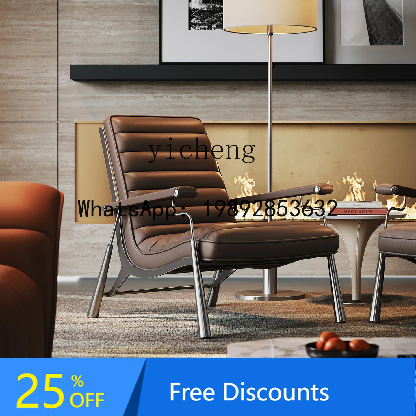 

Italian Style Light Luxury Single Sofa Chair High-End Living Room Home Genuine Leather Leisure Chair